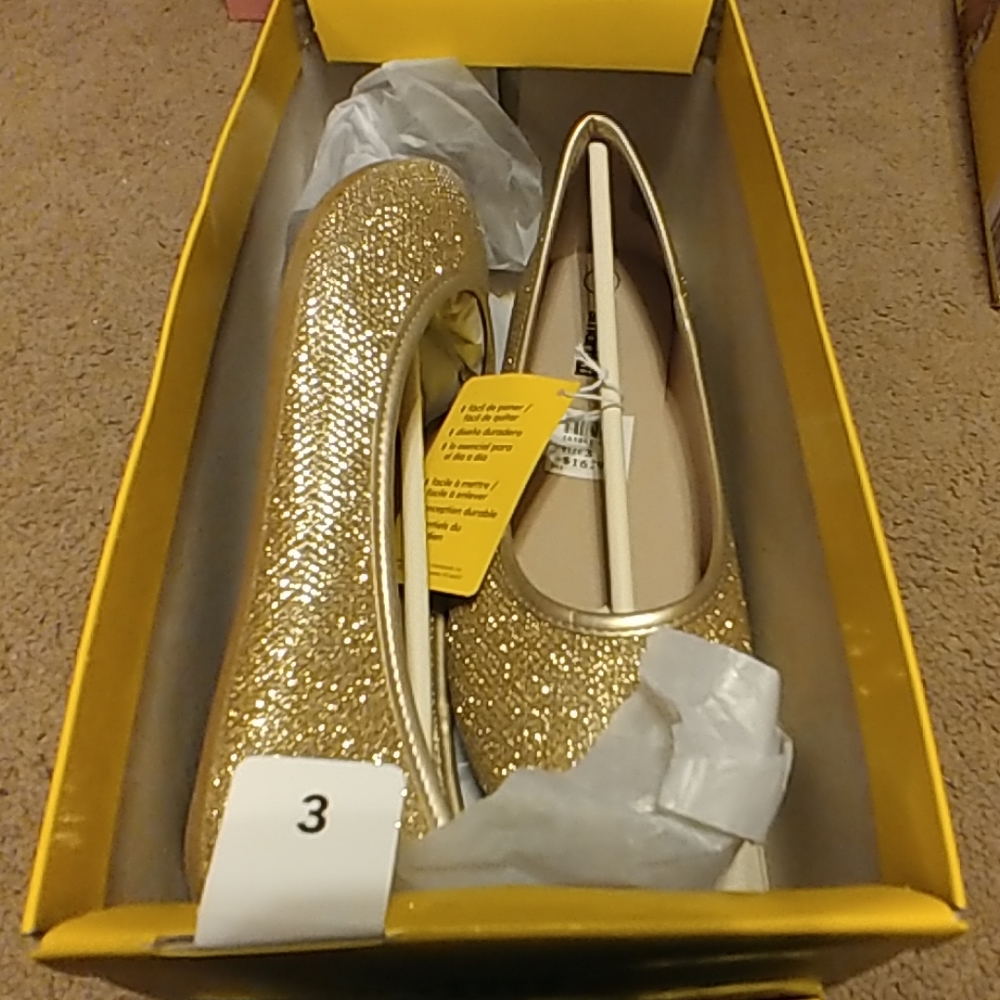 Gold Sparkly Ballet Flats